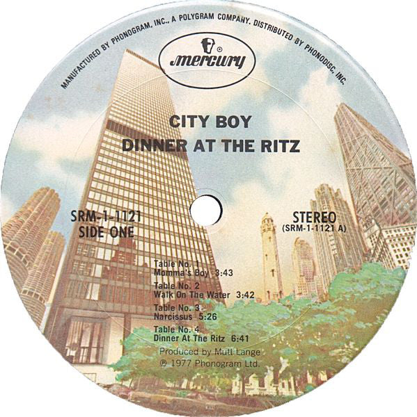 City Boy : Dinner At The Ritz (LP, Album, Pit)