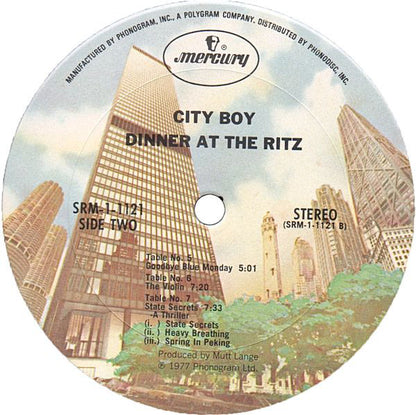 City Boy : Dinner At The Ritz (LP, Album, Pit)