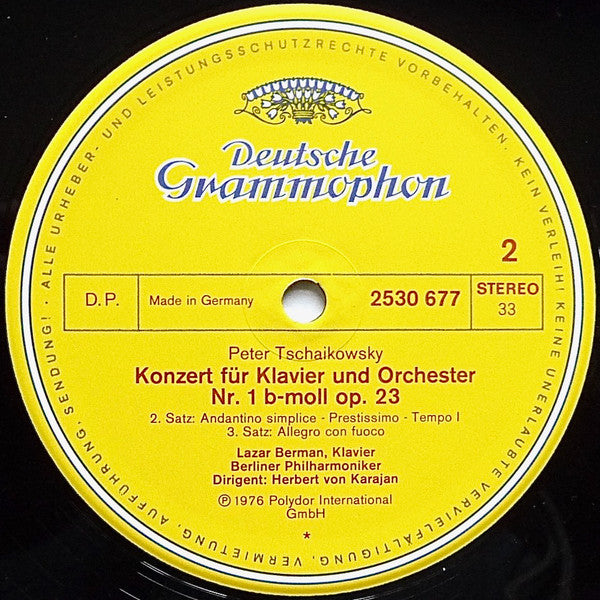 Herbert von Karajan ∙ Lazar Berman, Pyotr Ilyich Tchaikovsky, Berliner Philharmoniker : Klavierkonzert Nr. 1 B-moll = Piano Concerto No. 1 In B Flat Minor (LP, RE)