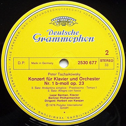 Herbert von Karajan ∙ Lazar Berman, Pyotr Ilyich Tchaikovsky, Berliner Philharmoniker : Klavierkonzert Nr. 1 B-moll = Piano Concerto No. 1 In B Flat Minor (LP, RE)