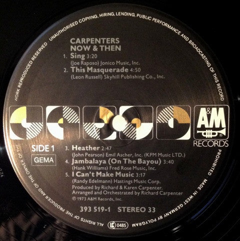 Carpenters : Now & Then (LP, Album, RE)