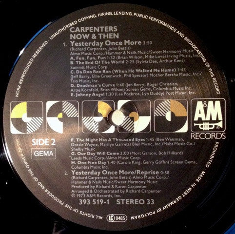 Carpenters : Now & Then (LP, Album, RE)