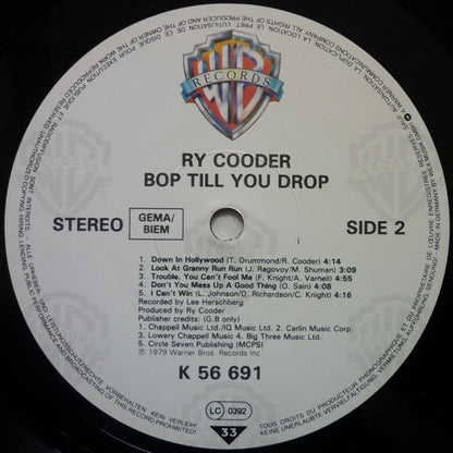 Ry Cooder : Bop Till You Drop (LP, Album, RE)