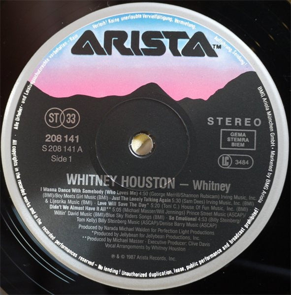 Whitney Houston : Whitney (LP, Album, RP)