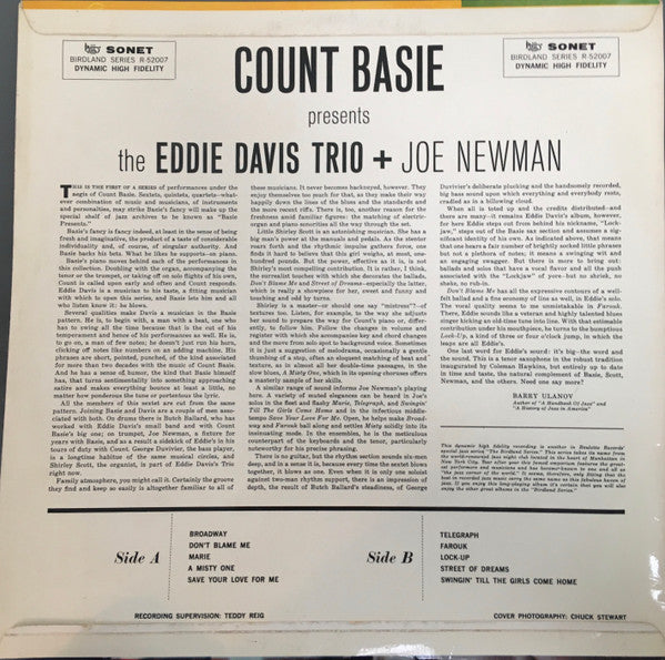 Count Basie Presents Eddie Davis Trio* + Joe Newman : Count Basie Presents Eddie Davis Trio Plus Joe Newman (LP, Album)