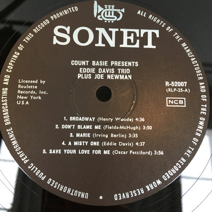 Count Basie Presents Eddie Davis Trio* + Joe Newman : Count Basie Presents Eddie Davis Trio Plus Joe Newman (LP, Album)