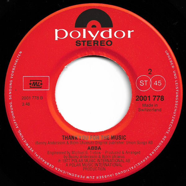ABBA : Eagle / Thank You For The Music (7", Single)