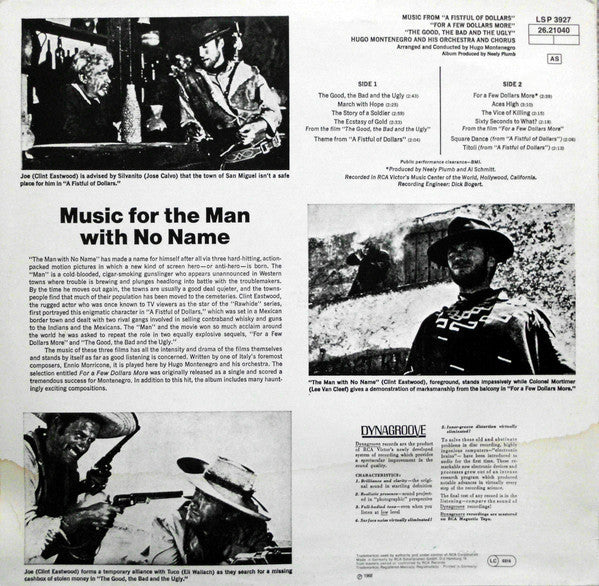 Hugo Montenegro And His Orchestra : Music From 'A Fistful Of Dollars', 'For A Few Dollars More' & 'The Good, The Bad And The Ugly' (LP, Album)