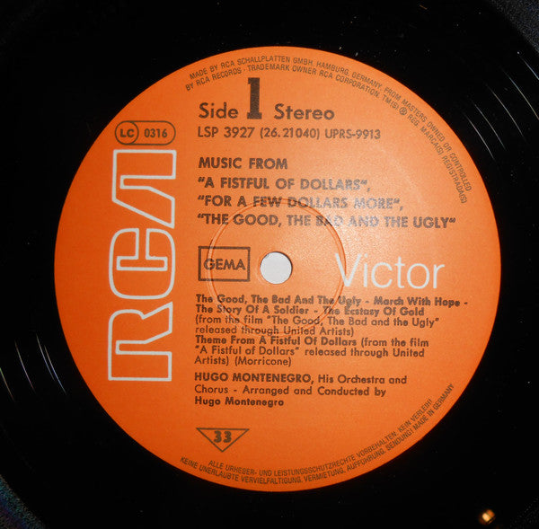 Hugo Montenegro And His Orchestra : Music From 'A Fistful Of Dollars', 'For A Few Dollars More' & 'The Good, The Bad And The Ugly' (LP, Album)