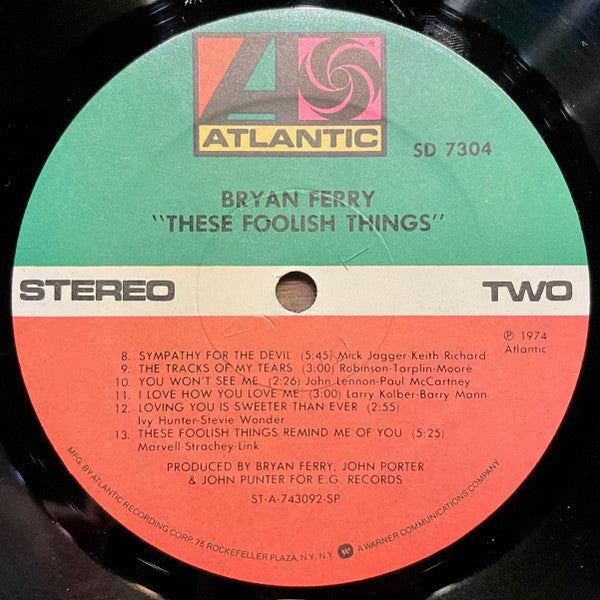 Bryan Ferry : These Foolish Things (LP, Album, RE, SP)