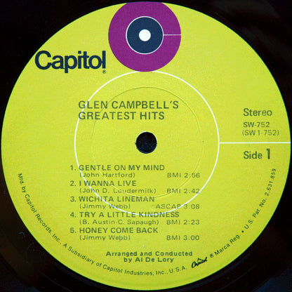 Glen Campbell : Glen Campbell's Greatest Hits (LP, Comp, Jac)