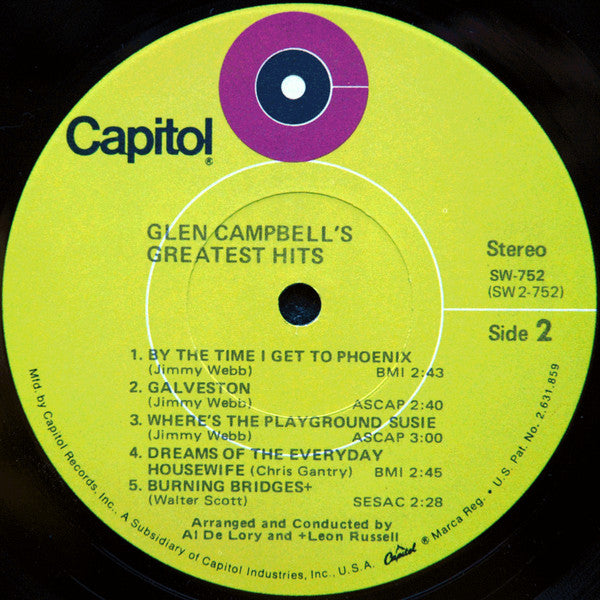 Glen Campbell : Glen Campbell's Greatest Hits (LP, Comp, Jac)