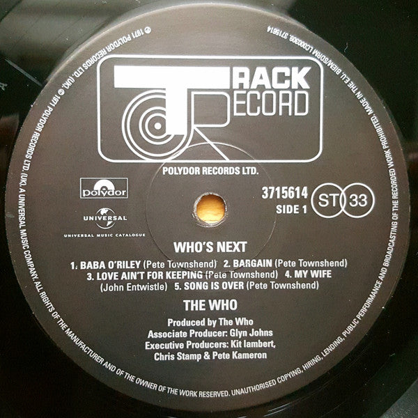 The Who : Who's Next (LP, Album, RE, RM, 180)