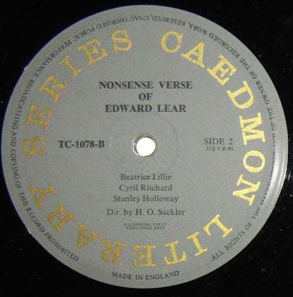 Beatrice Lillie, Cyril Ritchard, Stanley Holloway : Nonsense Verse Of Carroll And Lear (LP, Mono)