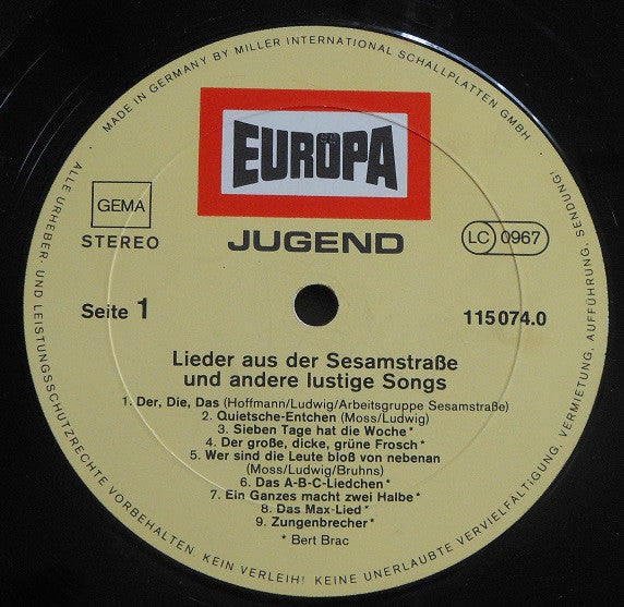 Various : Lieder Aus Der Sesamstrasse Und Andere Lustige Songs (LP, RE)