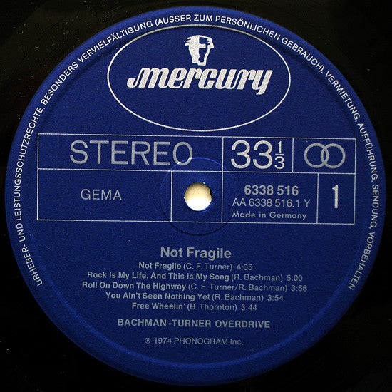 Bachman-Turner Overdrive : Not Fragile (LP, Album, Gat)