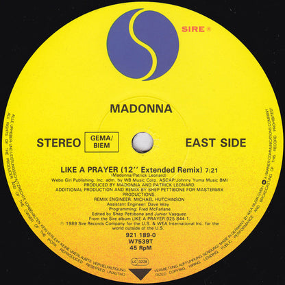 Madonna : Like A Prayer (12", Single, EMI)