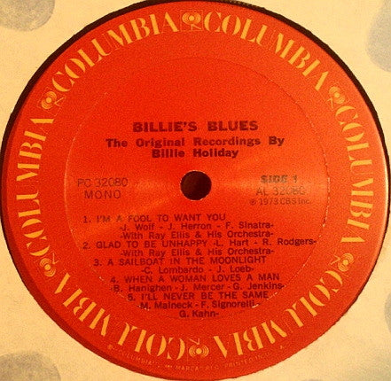 Billie Holiday : Billie's Blues (The Original Recordings By Billie Holiday) (LP, Comp, Mono, RE)