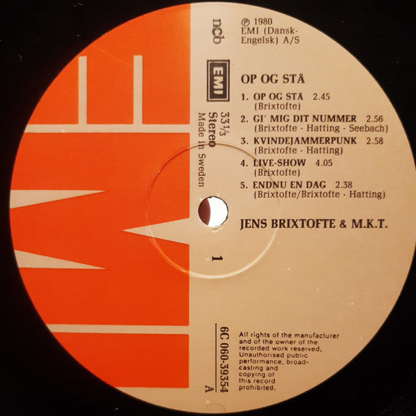 Jens Brixtofte & M.K.T. : Op Og Stå (LP, Album)