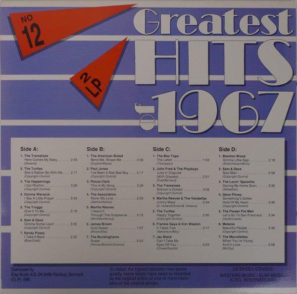 Various : Greatest Hits Of 1967 (2xLP, Comp, Gat)