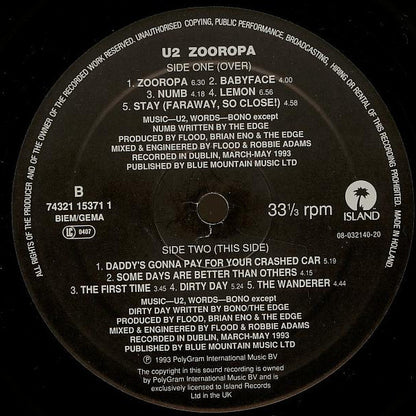U2 : Zooropa (LP, Album)