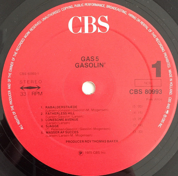 Gasolin' : Gas 5 (LP, Album, RE, Red)