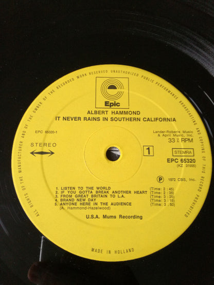 Albert Hammond : It Never Rains In Southern California (LP, Album, Gat)