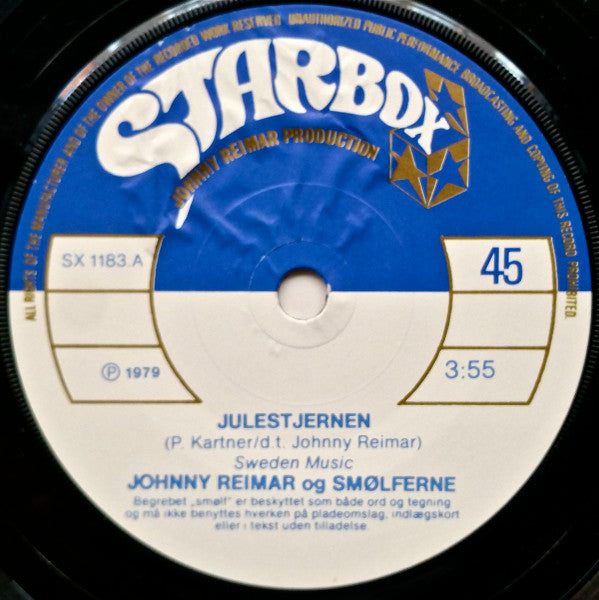 Johnny Reimar og The Smurfs (2) : Julestjernen / Smølfejulestemning (7", Sol)