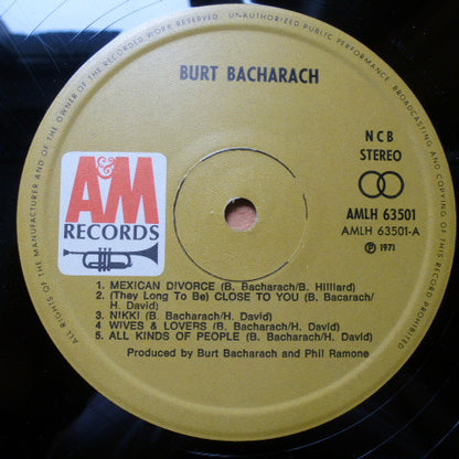 Burt Bacharach : Burt Bacharach (LP, Album, Gat)