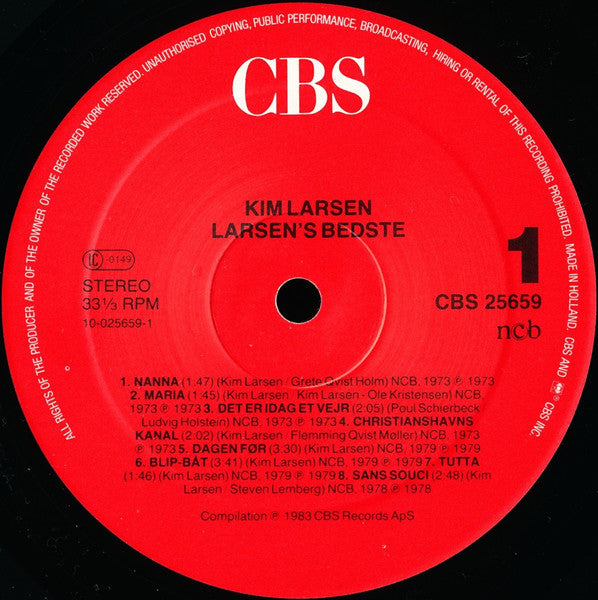 Kim Larsen : Larsens Bedste (LP, Comp, RE, Red)