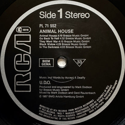 U.D.O. (2) : Animal House (LP, Album)