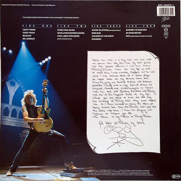 Ozzy Osbourne : Randy Rhoads Tribute (2xLP, Album)