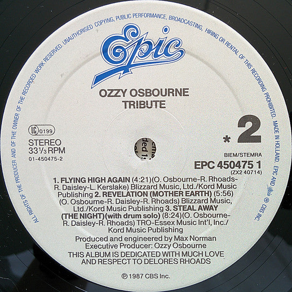 Ozzy Osbourne : Randy Rhoads Tribute (2xLP, Album)