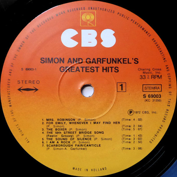 Simon & Garfunkel : Simon And Garfunkel's Greatest Hits (LP, Comp, RE, Ⓑ)