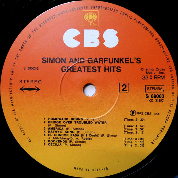 Simon & Garfunkel : Simon And Garfunkel's Greatest Hits (LP, Comp, RE, Ⓑ)