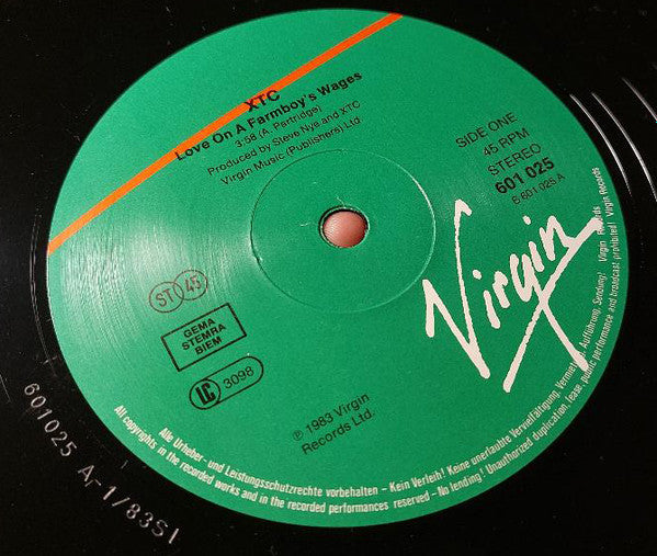 XTC : Love On A Farmboy's Wages (12", Single)
