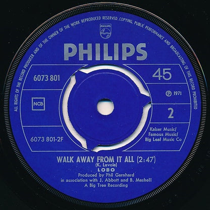 Lobo (3) : Me And You And A Dog Named Boo / Walk Away From It All (7", Single)