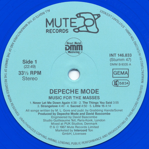 Depeche Mode : Music For The Masses (LP, Album, Blu)