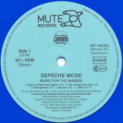 Depeche Mode : Music For The Masses (LP, Album, Blu)