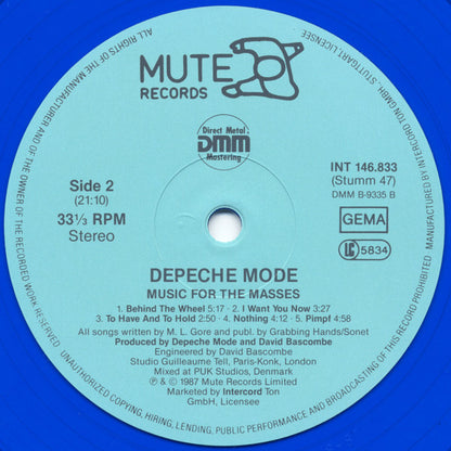 Depeche Mode : Music For The Masses (LP, Album, Blu)