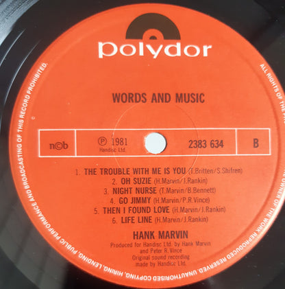 Hank Marvin : Words And Music (LP, Album)