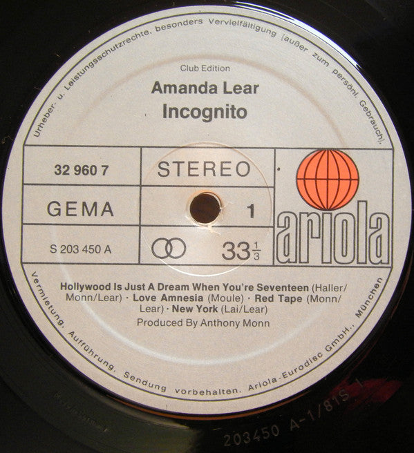 Amanda Lear : Incognito (LP, Album, Club)