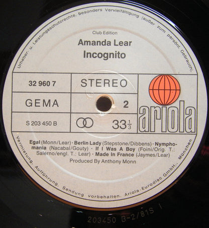 Amanda Lear : Incognito (LP, Album, Club)