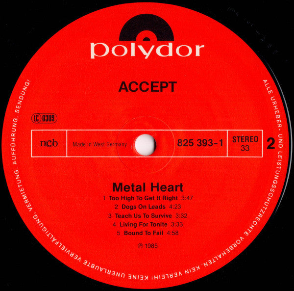 Accept : Metal Heart (LP, Album)