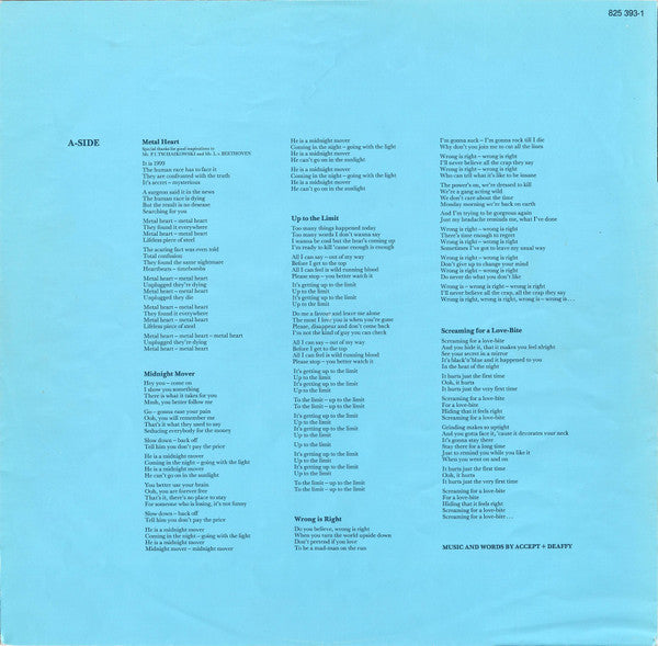 Accept : Metal Heart (LP, Album)