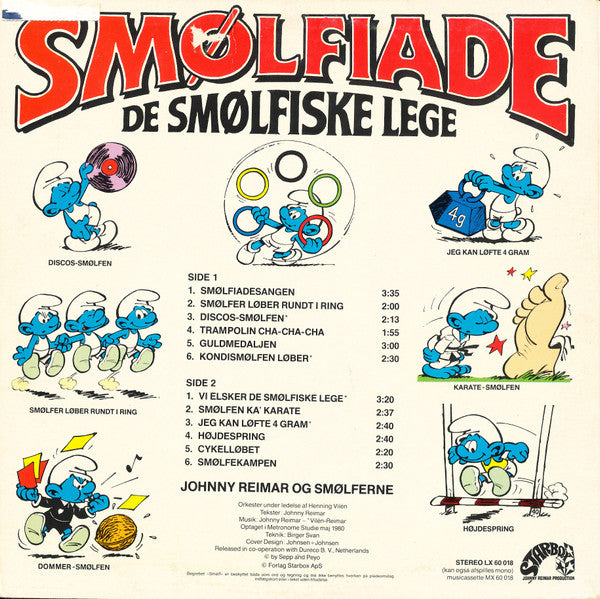 Johnny Reimar Og Smølferne* : Smølfiade - De Smølfiske Lege (LP, Album)