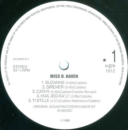 Miss B. Haven : On Honeymoon (LP, Album, RE)