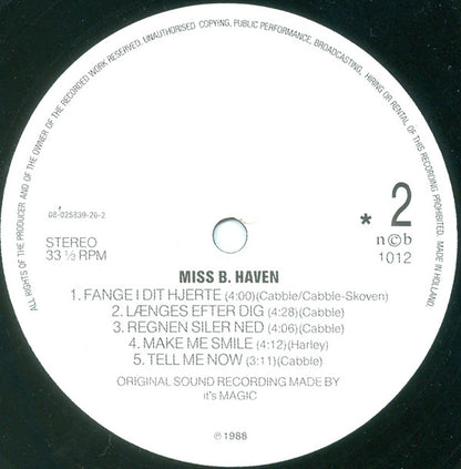 Miss B. Haven : On Honeymoon (LP, Album, RE)