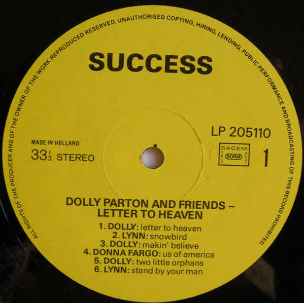 Dolly Parton & Friends* : Letter To Heaven (LP, Comp)