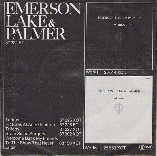 Emerson, Lake & Palmer : Tiger In A Spotlight / So Far To Fall (7", Single)